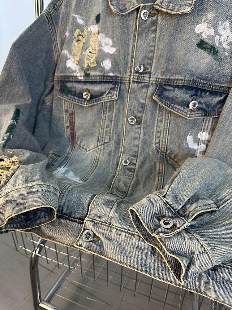 REWORKED 005 Moonlight Distressed Denim Jacket – Otaku Studios