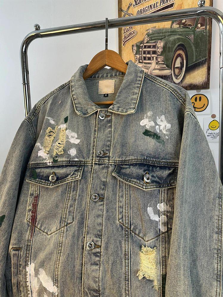 REWORKED 005 Moonlight Distressed Denim Jacket – Otaku Studios