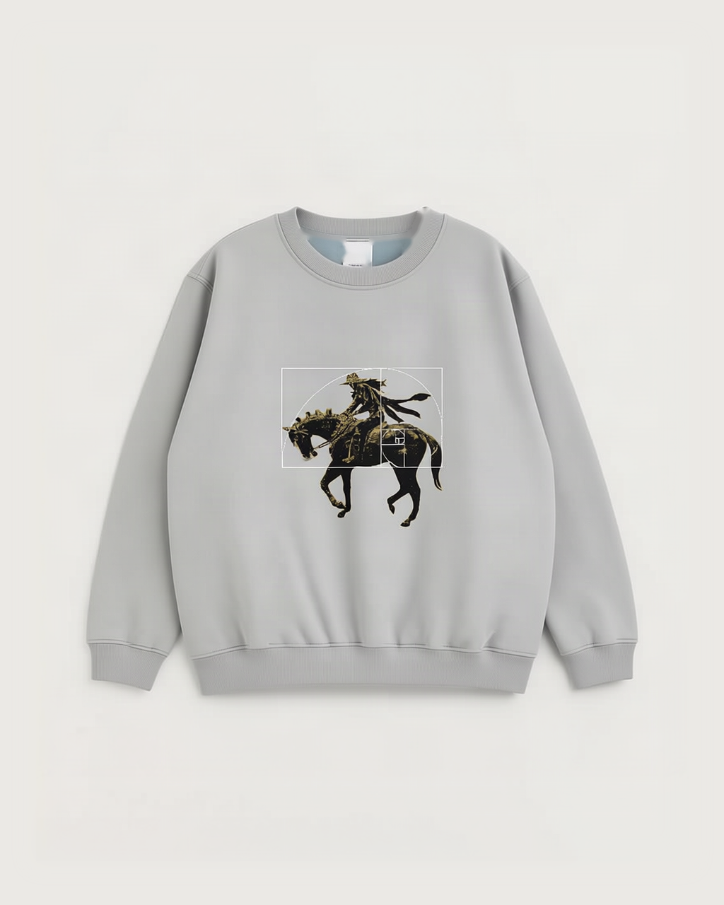 REWORKED 006 Golden Spin light grey crewneck front – Otaku Studios